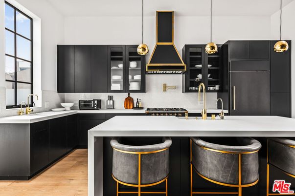 Interior, Kitchen, Pendant Lights, Stainless Steel Appliances, Wood Texture Flooring