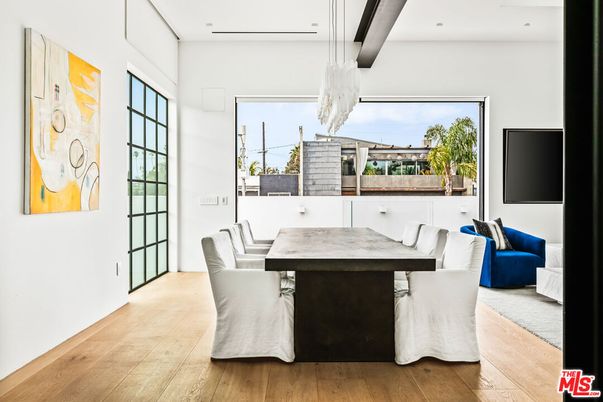 Dining room, Interior, Pendant Lights, Recessed Lighting, Wood Texture Flooring