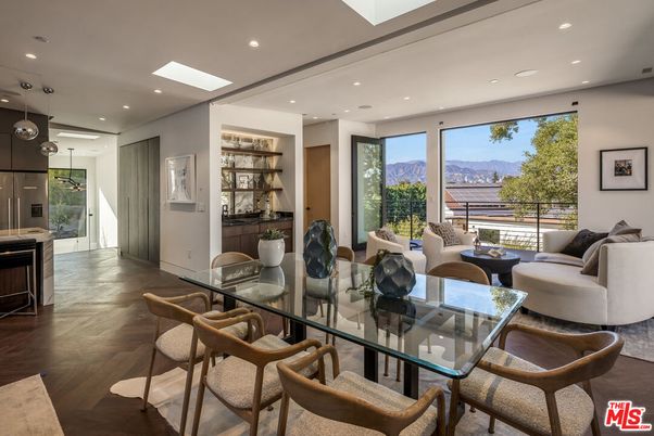 Dining room, Interior, Pendant Lights, Recessed Lighting, Wood Texture Flooring