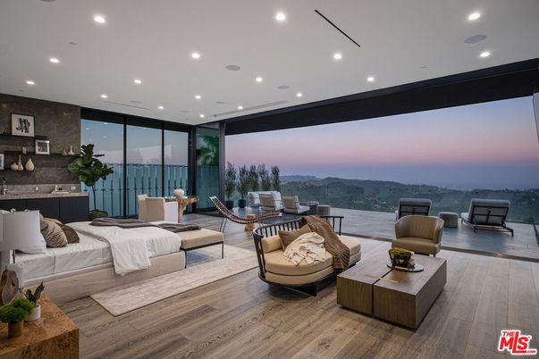 Bedroom, Dining room, Interior, Living room, Recessed Lighting, Wood Texture Flooring
