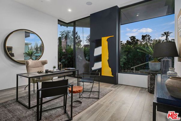 Home Office, Interior, Recessed Lighting, Wood Texture Flooring