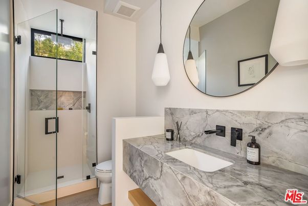 Bathroom, Glass Shower, Interior, Marble Walls