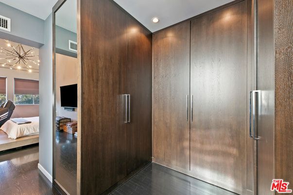 Bedroom, Interior, Pendant Lights, Recessed Lighting, Wood Texture Flooring