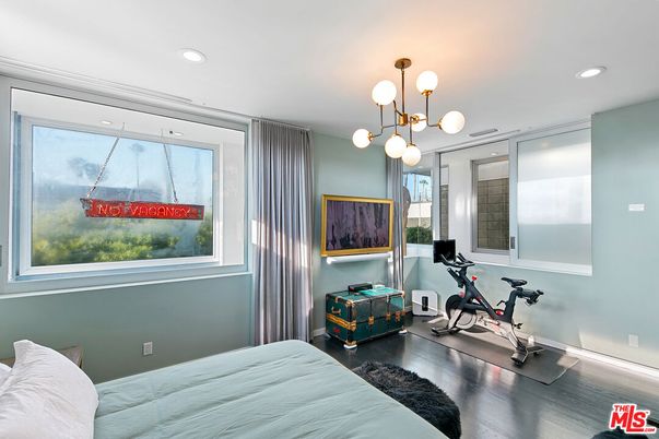 Bedroom, Fitness Equipment, Interior, Recessed Lighting, Wood Texture Flooring