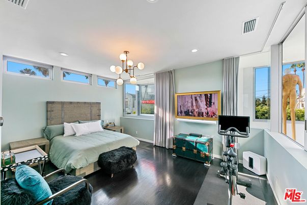 Bedroom, Interior, Pendant Lights, Recessed Lighting, Wood Texture Flooring