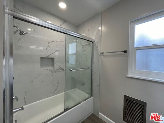 Bathroom, Glass Shower, Interior, Marble Walls, Recessed Lighting