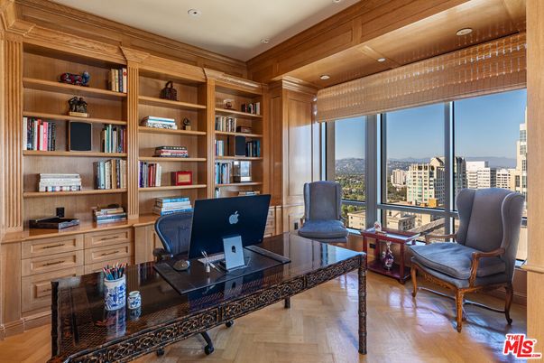 Home Office, Interior, Recessed Lighting, Wood Texture Flooring