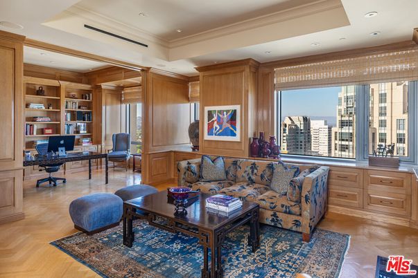 Home Office, Interior, Living room, Recessed Lighting, Wood Texture Flooring, Wooden Walls