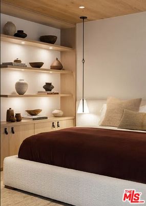 Bedroom, Interior, Pendant Lights, Recessed Lighting, Wooden Ceilings