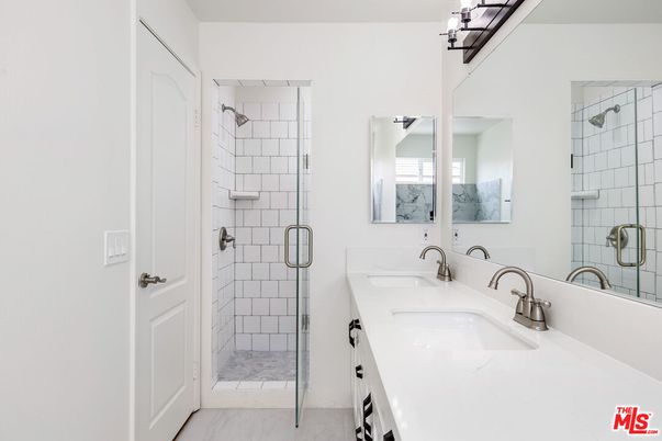 Bathroom, Dual Sink Vanities, Glass Shower, Interior, Marble