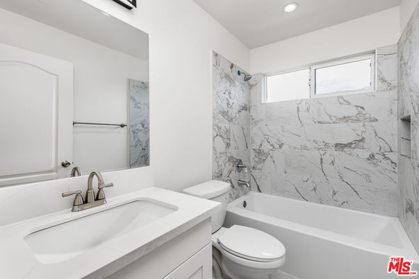 Bathroom, Interior, Marble Walls, Recessed Lighting