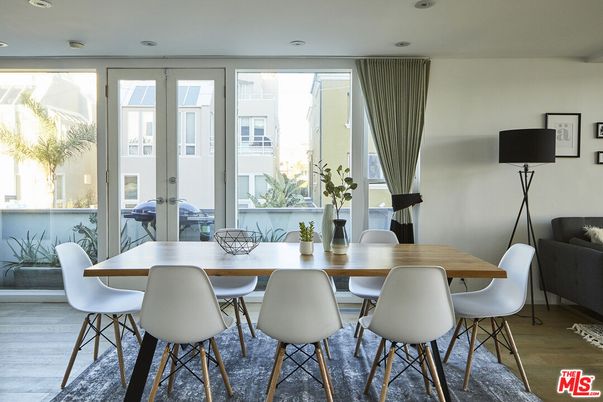 Dining room, Interior, Recessed Lighting, Wood Texture Flooring