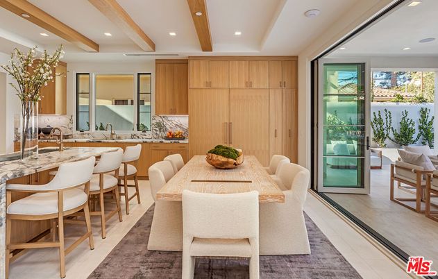 Dining room, Interior, Kitchen, Recessed Lighting, Wooden Beams