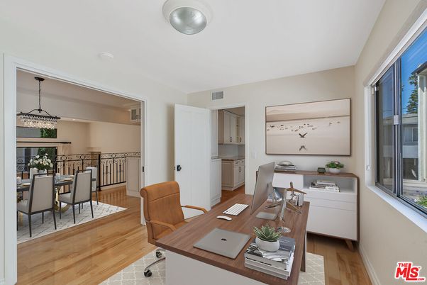 Home Office, Interior, Pendant Lights, Wood Texture Flooring
