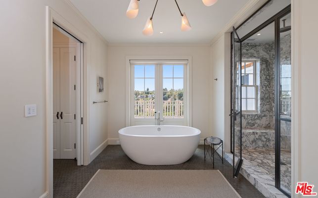 Bathroom, Free Standing Baths, Glass Shower, Interior, Marble Walls