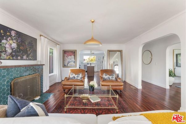 Fireplace, Interior, Living room, Pendant Lights, Wood Texture Flooring