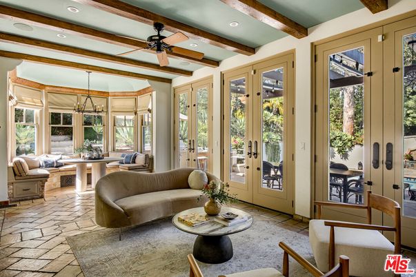 Interior, Living room, Recessed Lighting, Wooden Beams