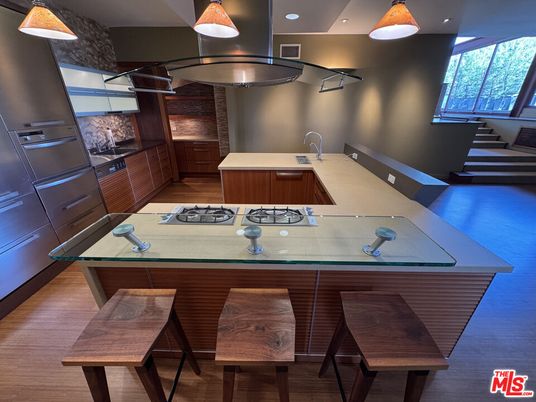 Interior, Kitchen, Pendant Lights, Recessed Lighting, Wood Texture Flooring