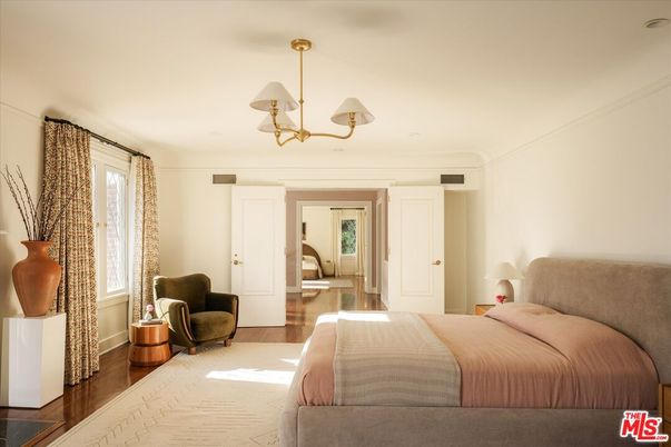 Bedroom, Chandelier, Interior, Wood Texture Flooring