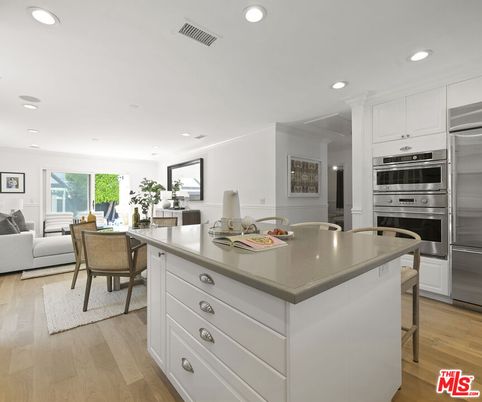 Interior, Kitchen, Living room, Recessed Lighting, Stainless Steel Appliances, Wood Texture Flooring