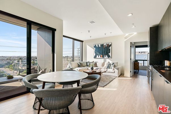 Dining room, Interior, Kitchen, Living room, Recessed Lighting, Wood Texture Flooring