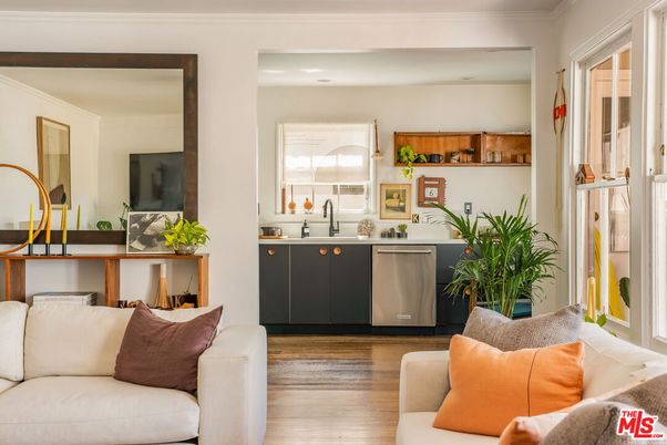 Interior, Kitchen, Living room, Recessed Lighting, Stainless Steel Appliances, Wood Texture Flooring