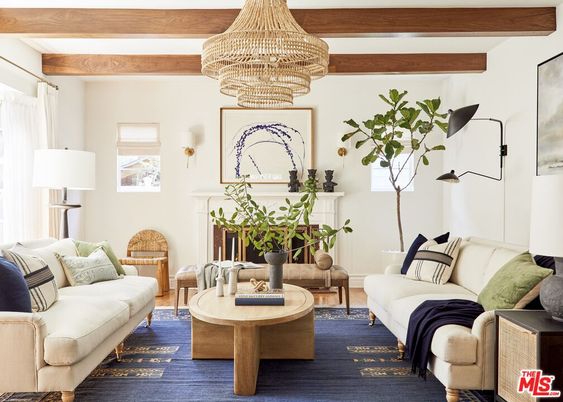 Chandelier, Interior, Living room, Wooden Beams, Wood Texture Flooring