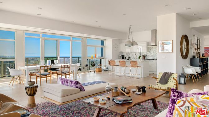 Dining room, Interior, Kitchen, Living room, Pendant Lights, Recessed Lighting, Stainless Steel Appliances, Water, Wood Texture Flooring