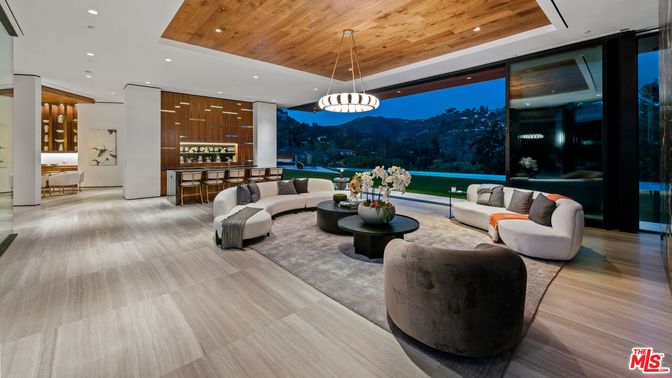 Interior, Living room, Pendant Lights, Recessed Lighting, Wooden Ceilings, Wood Texture Flooring