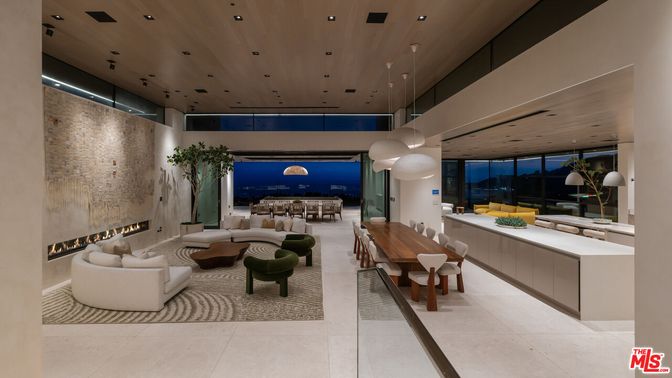 Dining room, Fireplace, Interior, Living room, Pendant Lights, Recessed Lighting