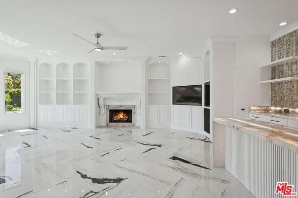 Fireplace, Interior, Marble, Recessed Lighting