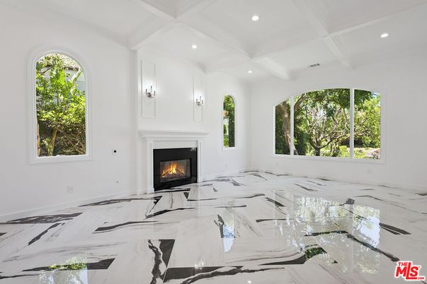 Fireplace, Interior, Marble, Recessed Lighting
