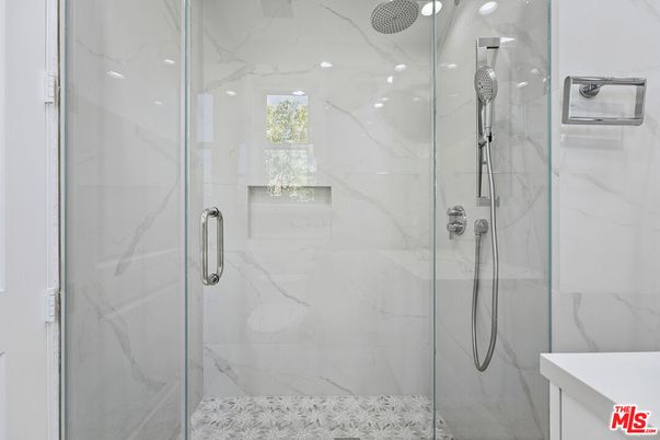 Bathroom, Glass Shower, Interior, Marble Walls