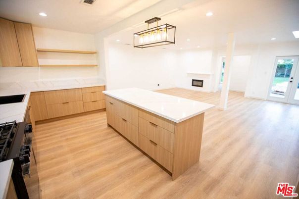 Interior, Kitchen, Pendant Lights, Recessed Lighting, Wood Texture Flooring