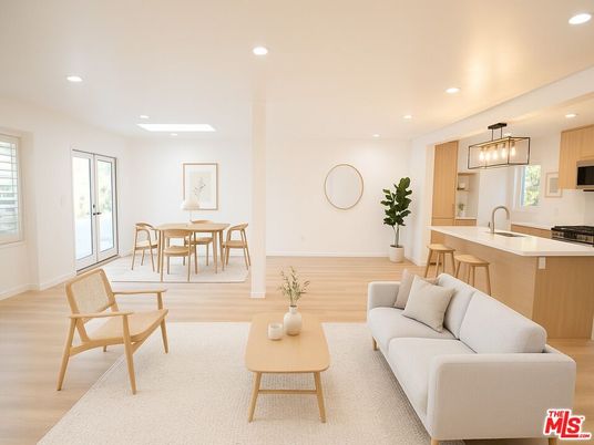 Dining room, Interior, Kitchen, Living room, Pendant Lights, Recessed Lighting, Wood Texture Flooring