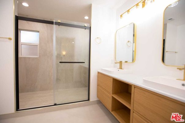 Bathroom, Dual Sink Vanities, Glass Shower, Interior, Recessed Lighting