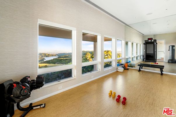 Fitness Equipment, Interior, Recessed Lighting, Water, Wood Texture Flooring