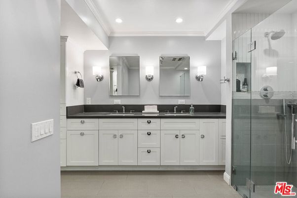 Bathroom, Dual Sink Vanities, Glass Shower, Interior, Recessed Lighting