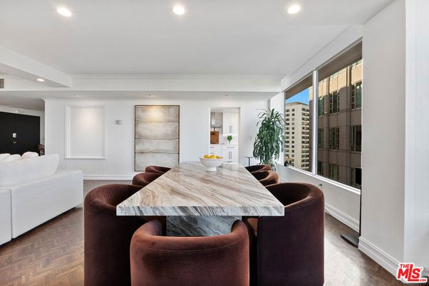 Dining room, Interior, Recessed Lighting, Wood Texture Flooring