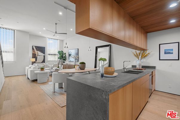 Dining room, Interior, Kitchen, Living room, Pendant Lights, Recessed Lighting, Wooden Ceilings, Wood Texture Flooring