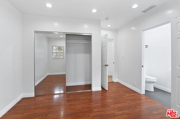 Bathroom, Empty room, Interior, Recessed Lighting, Wood Texture Flooring