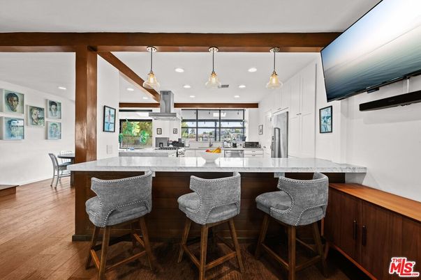 Interior, Kitchen, Pendant Lights, Recessed Lighting, Wood Texture Flooring