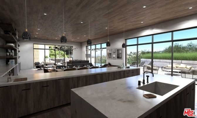 Interior, Kitchen, Living room, Pendant Lights, Recessed Lighting, Wooden Ceilings, Wood Texture Flooring