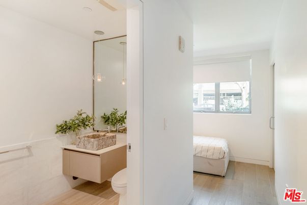 Bathroom, Bedroom, Glass Shower, Interior, Pendant Lights, Wood Texture Flooring