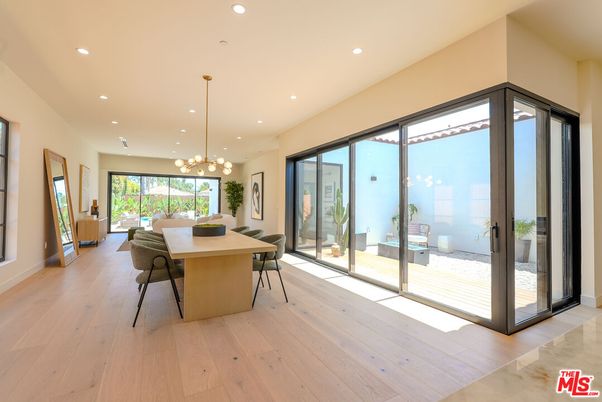 Dining room, Interior, Pendant Lights, Recessed Lighting, Wood Texture Flooring