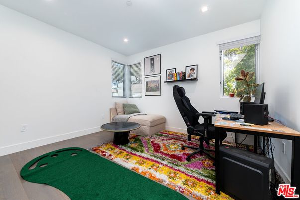 Home Office, Interior, Recessed Lighting, Wood Texture Flooring