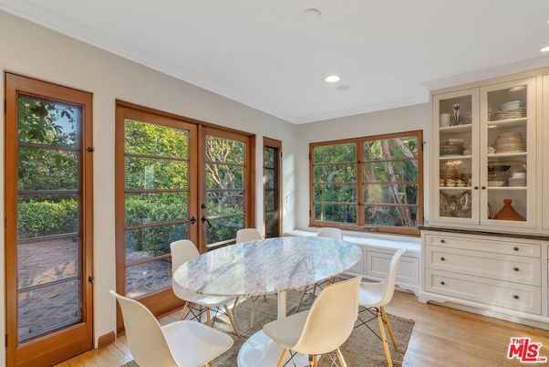 Dining room, Interior, Recessed Lighting, Wood Texture Flooring