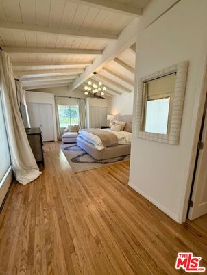 Bedroom, Interior, Pendant Lights, Wood Texture Flooring