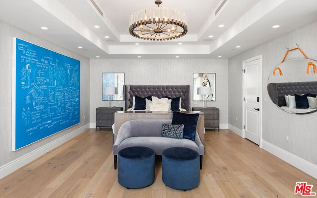 Bedroom, Interior, Pendant Lights, Recessed Lighting, Wood Texture Flooring