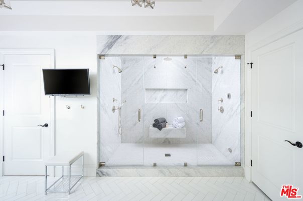 Bathroom, Glass Shower, Interior, Marble Walls